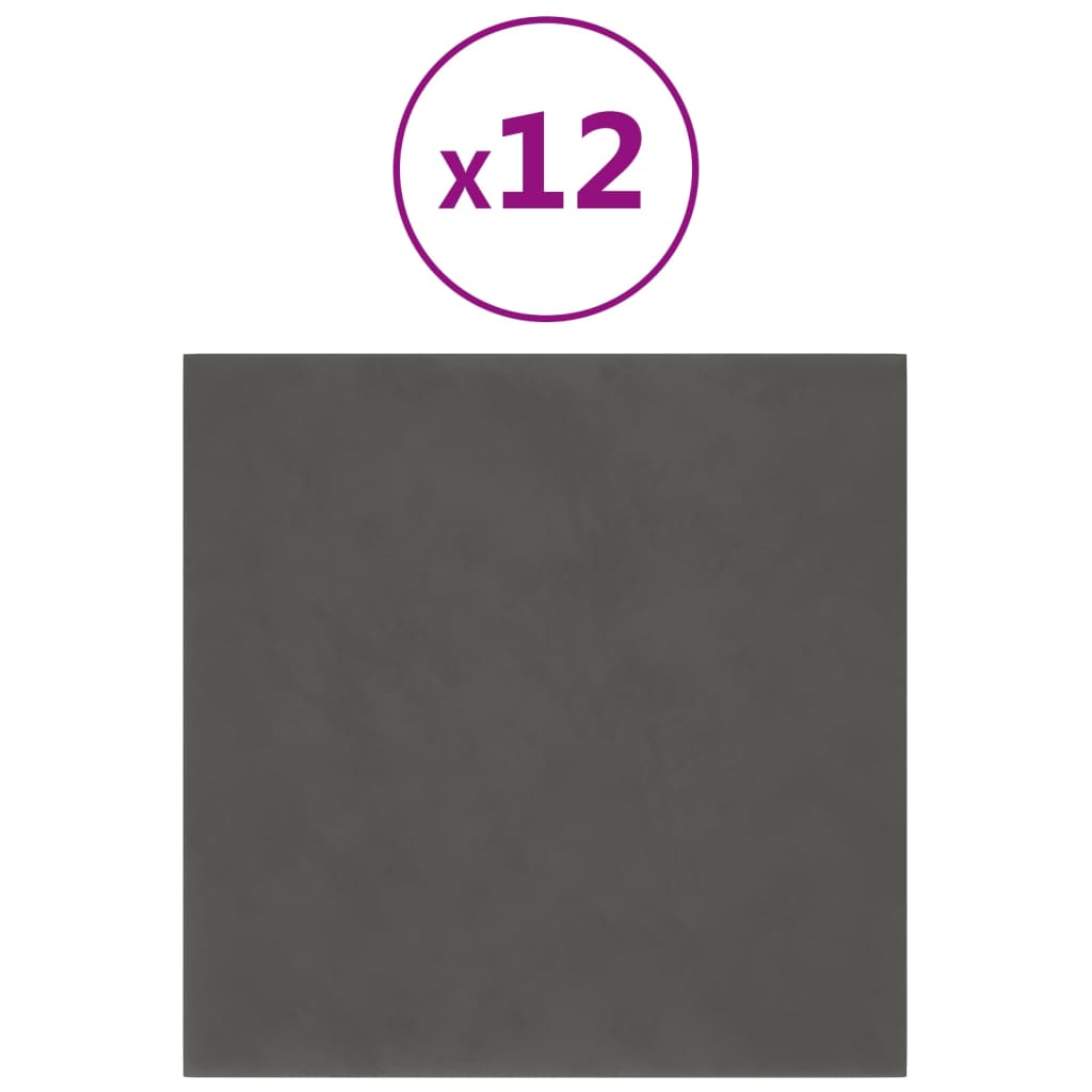 Vidaxl Wall panels 12 st 1.08 m² 30x30 cm velvet dark gray