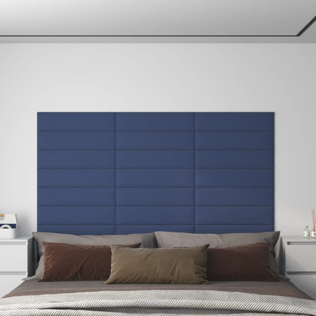 Paneles de pared Vidaxl 12 st 1.08 m² 60x15 cm tela azul