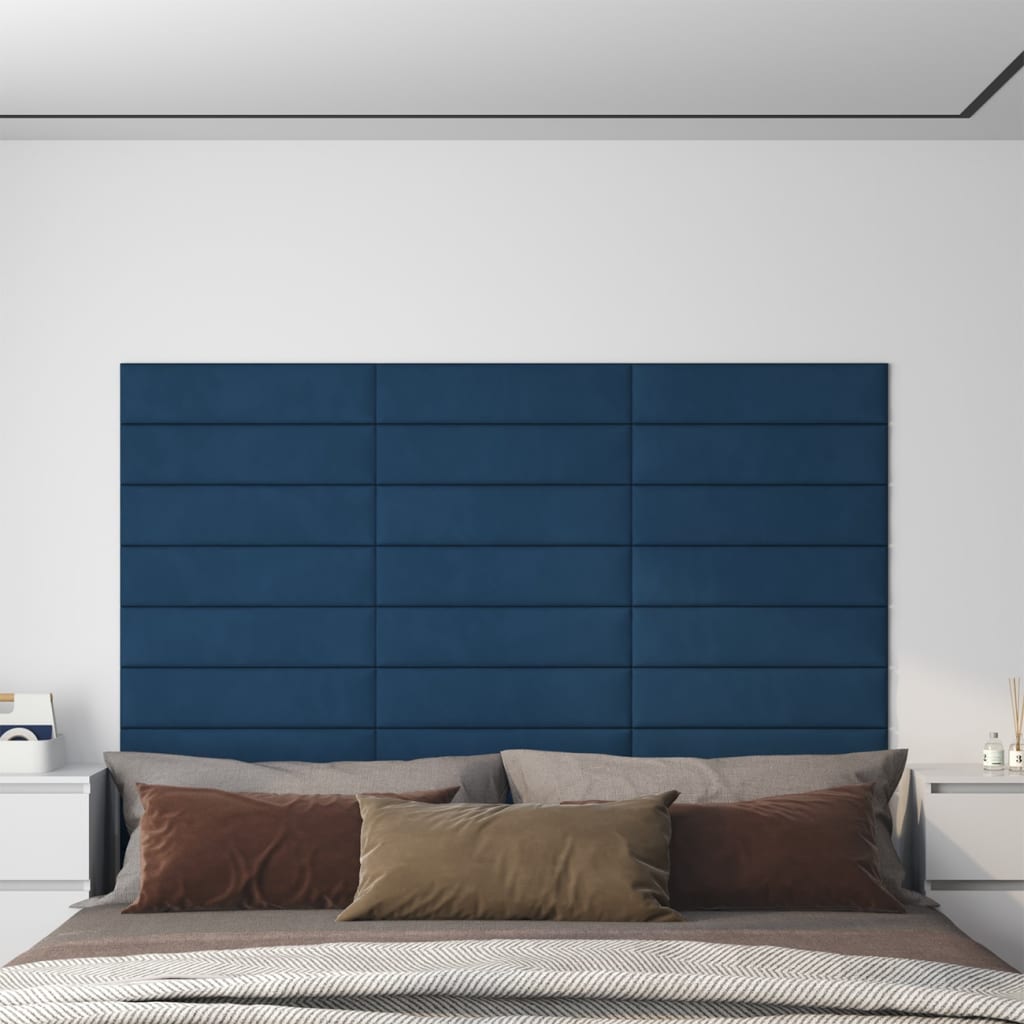 Vidaxl Wall panels 12 st 1.08 m² 60x15 cm velvet blue