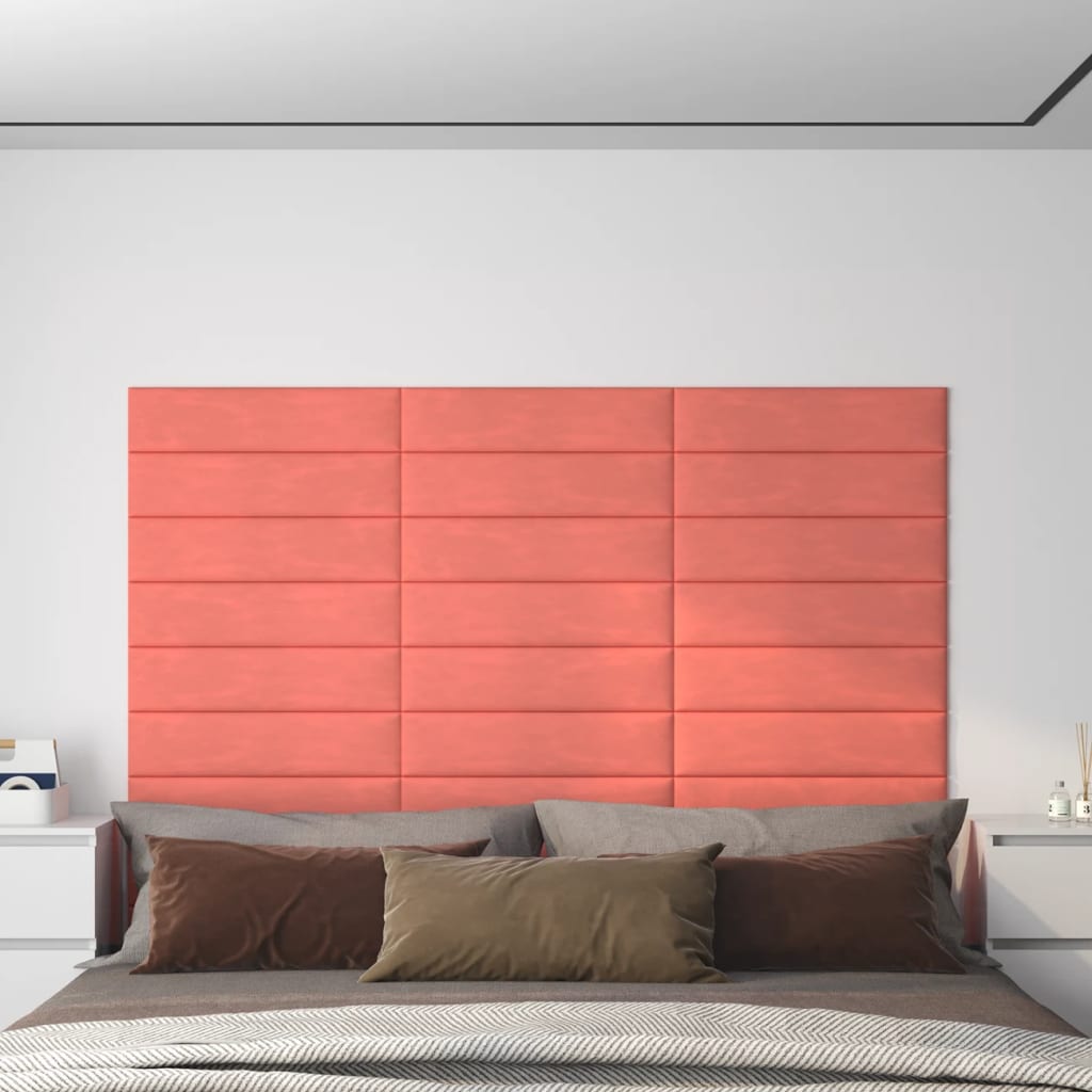 Paneles de pared Vidaxl 12 ST 1.08 m² 60x15 cm de terciopelo rosa