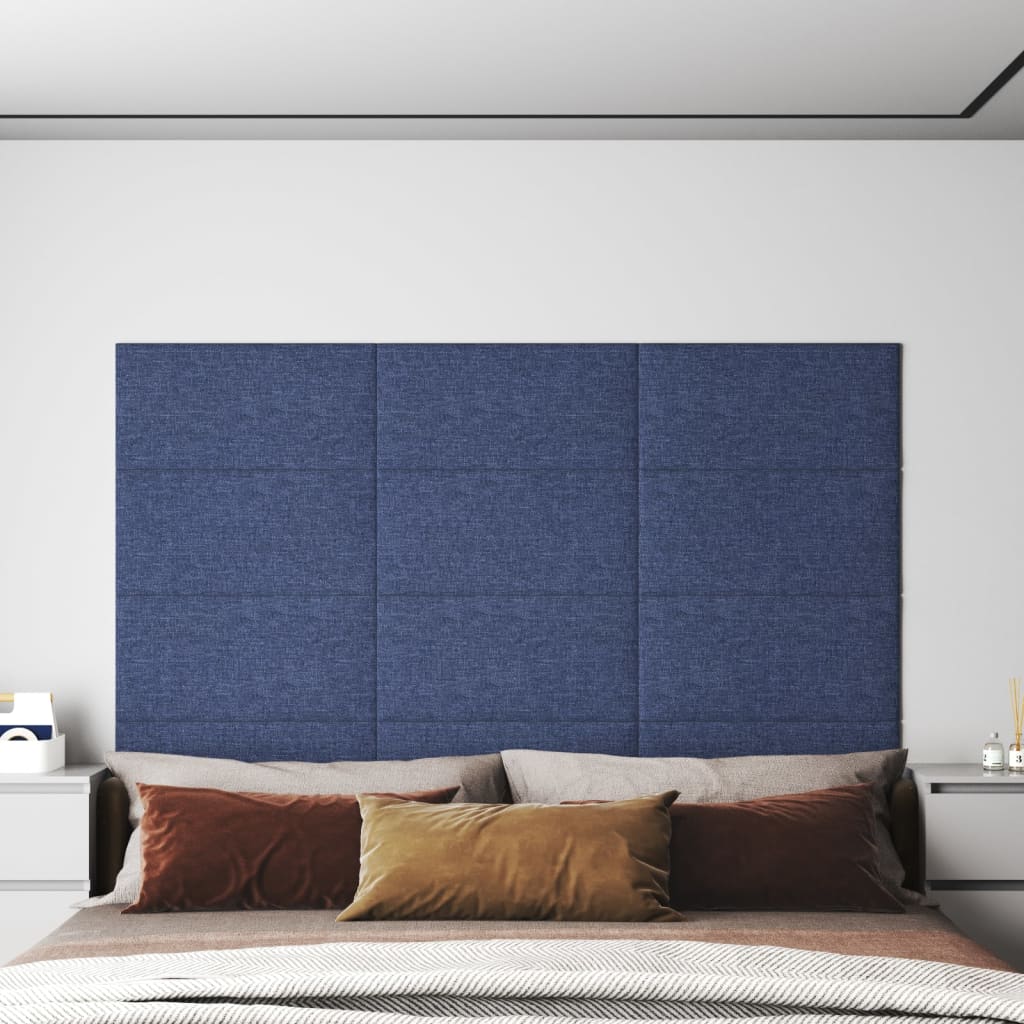 Paneles de pared Vidaxl 12 st 2.16 m² 60x30 cm tela azul