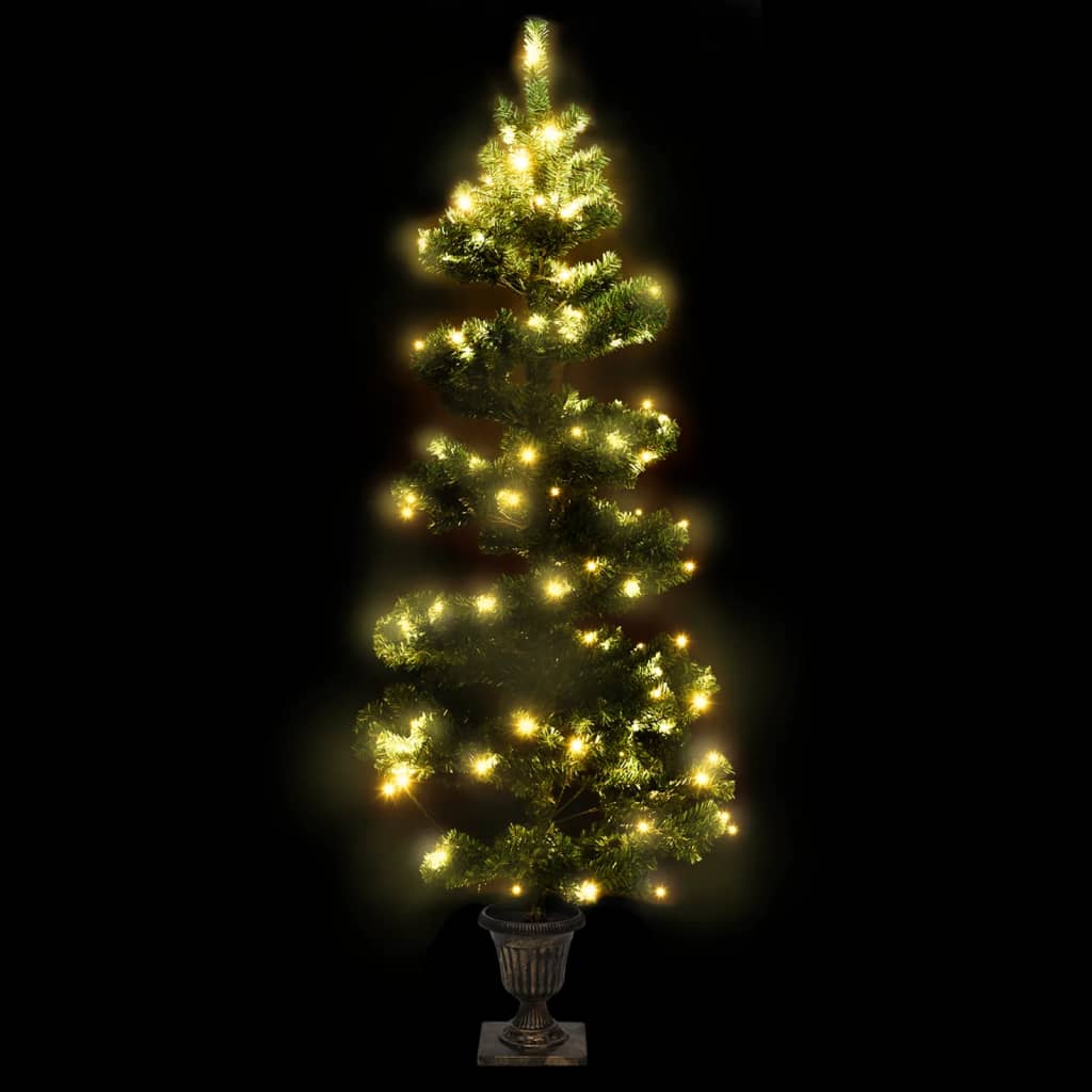 Vidaxl kunstkerstboom met verlichting en pot 120 cm pvc groen