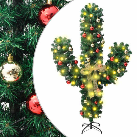 Vidaxl Cactus de Noël avec standard et LED 150 cm en PVC vert