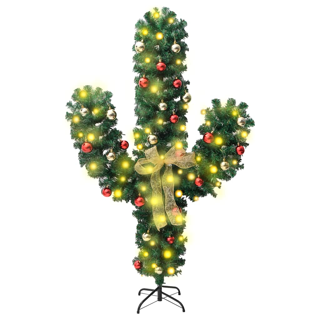 Vidaxl Cactus natalizio con standard e LED 150 cm PVC verde