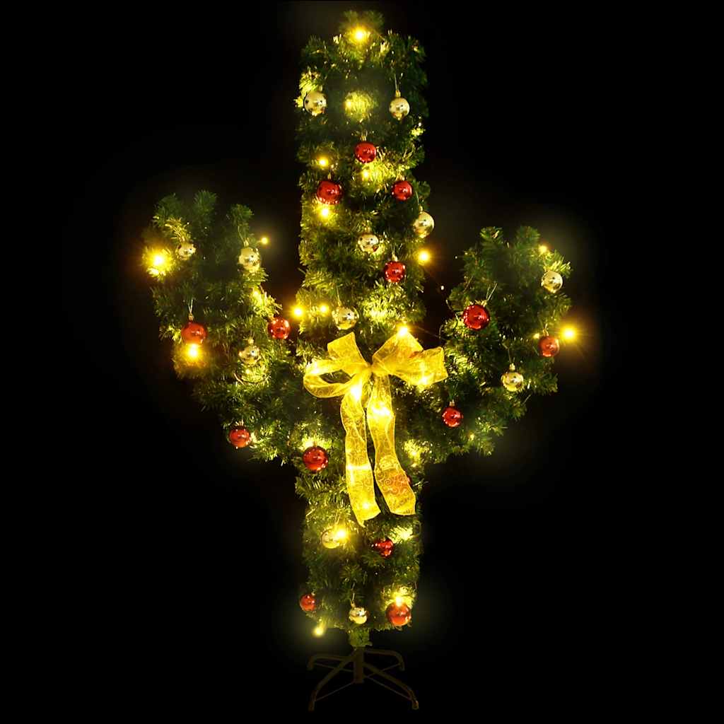 Vidaxl Cactus natalizio con standard e LED 150 cm PVC verde