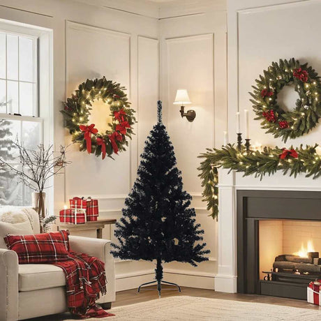 Vidaxl kunstkerstboom avec un demi-150 cm en PVC noir