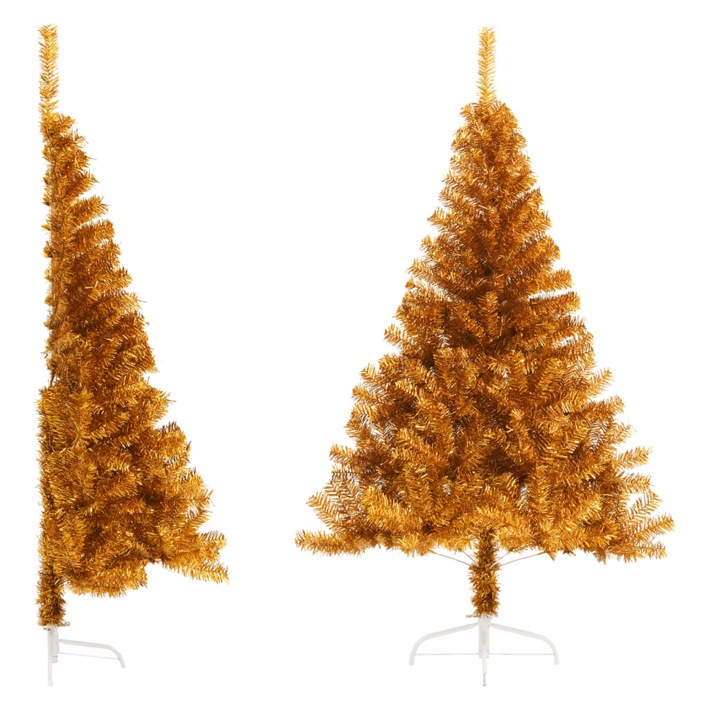Vidaxl kunstkerstboom moitié avec un capuchon standard de 150 cm en or couleur