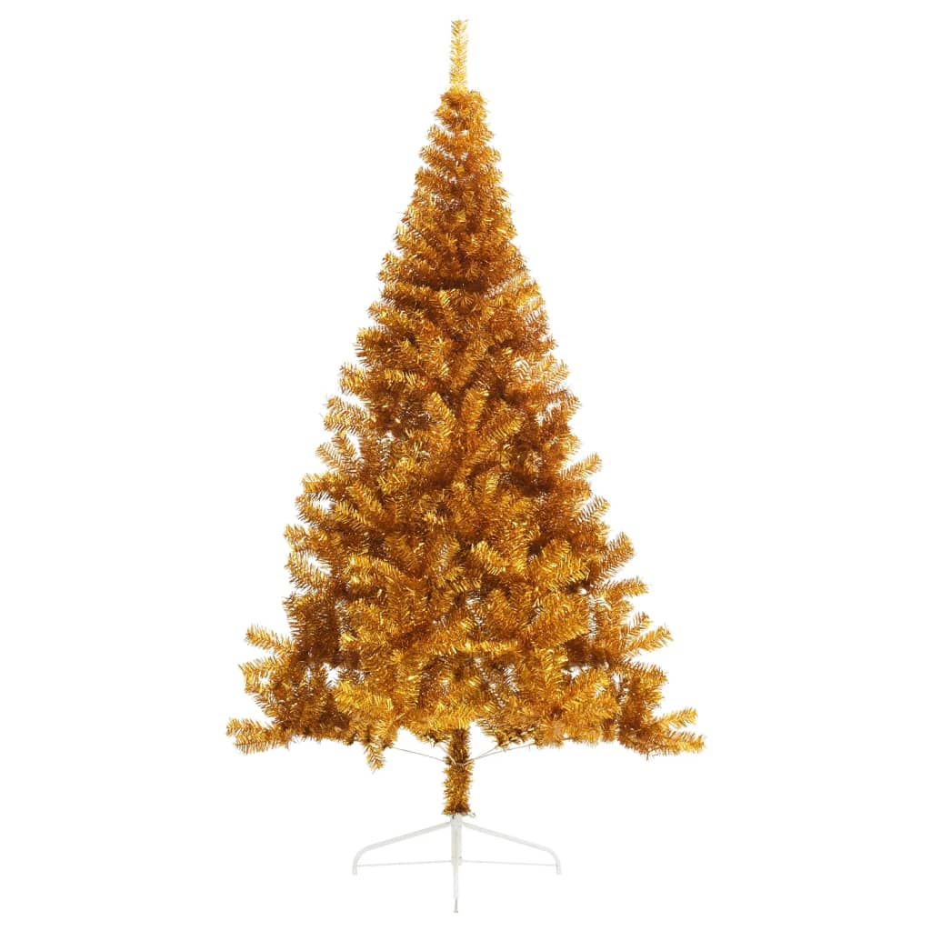 Vidaxl kunstkerstboom moitié avec un capuchon standard de 210 cm en or couleur