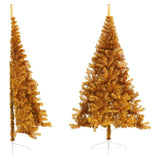 Vidaxl kunstkerstboom moitié avec un capuchon standard de 240 cm en or couleur