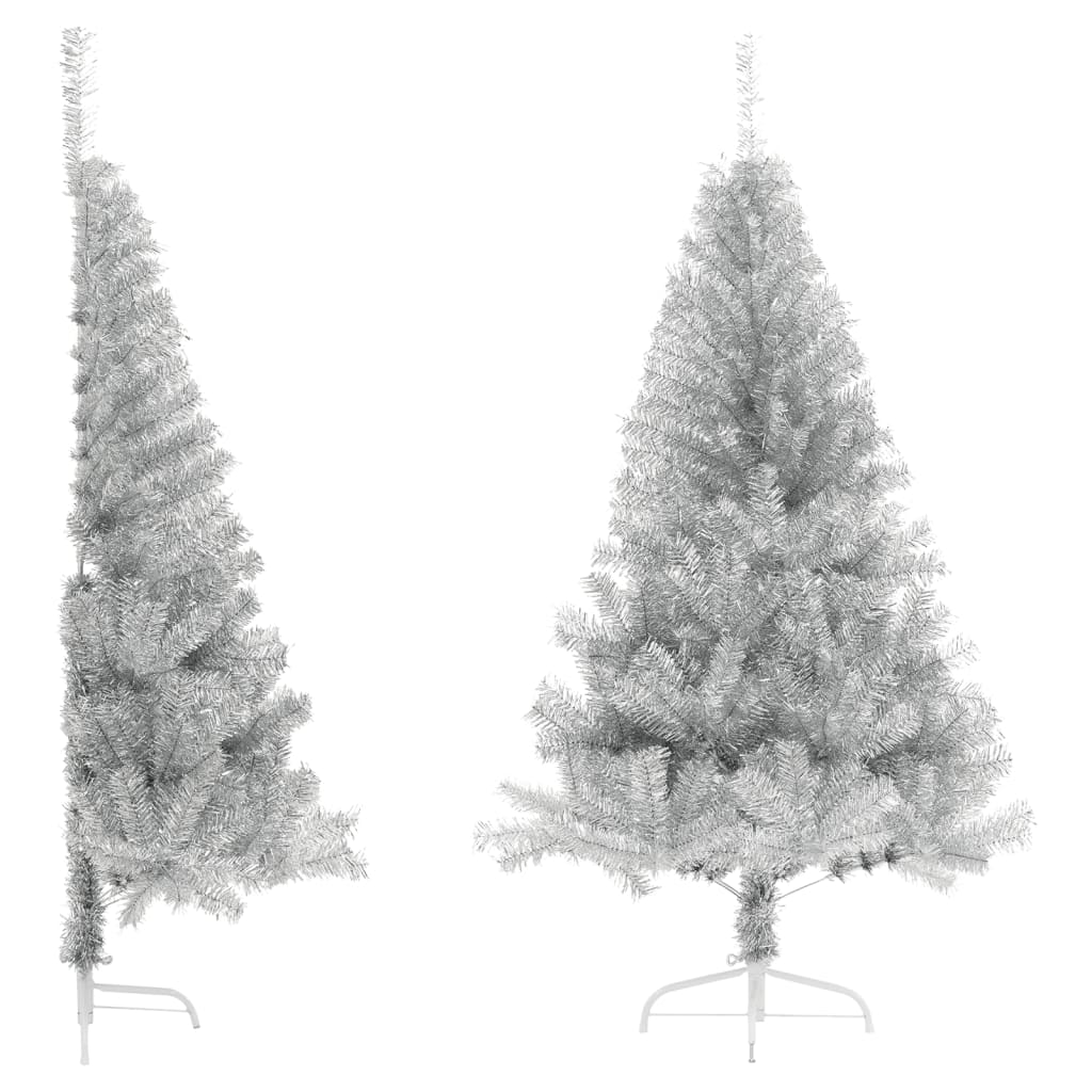Vidaxl kunstkerstboom moitié avec un capuchon standard de 180 cm en argent coloré