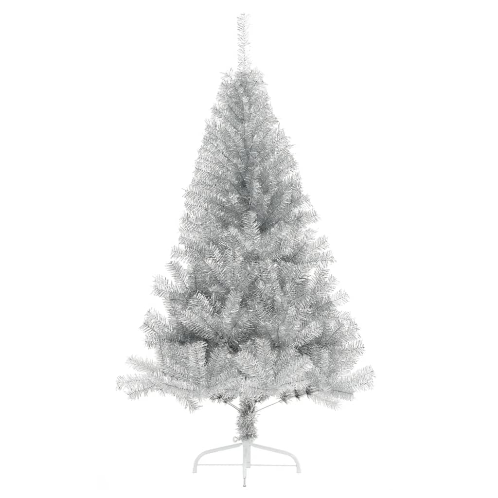 Vidaxl kunstkerstboom moitié avec un capuchon standard de 180 cm en argent coloré