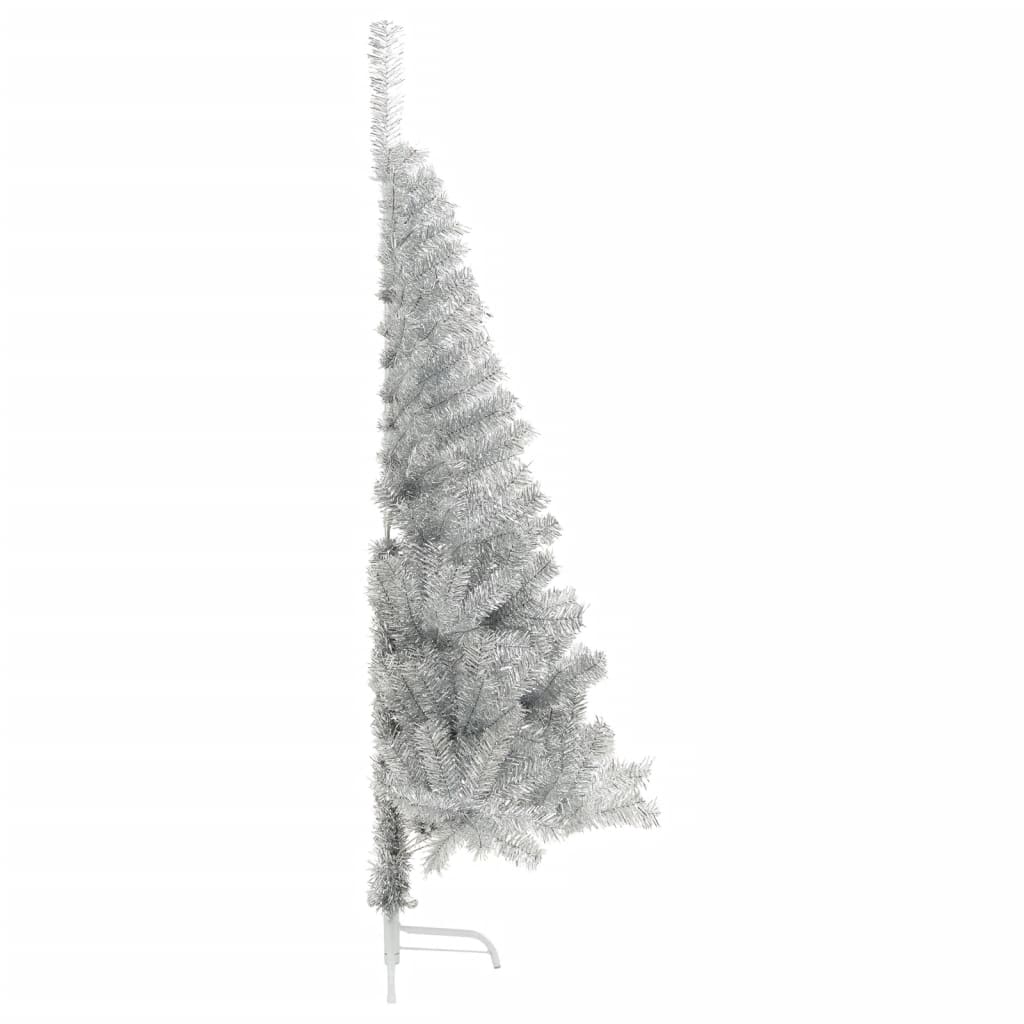 Vidaxl kunstkerstboom moitié avec un capuchon standard de 180 cm en argent coloré