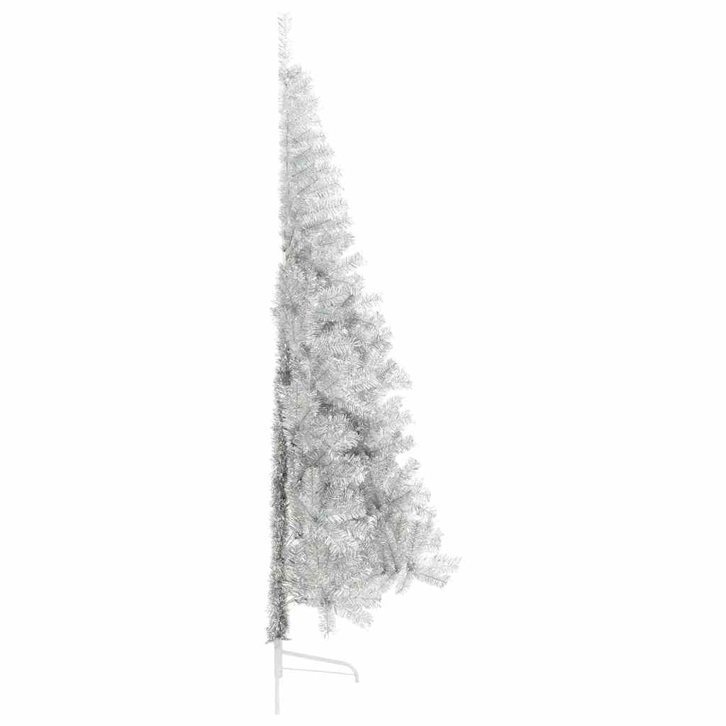 Vidaxl kunstkerstboom moitié avec un capuchon standard de 240 cm en argent coloré
