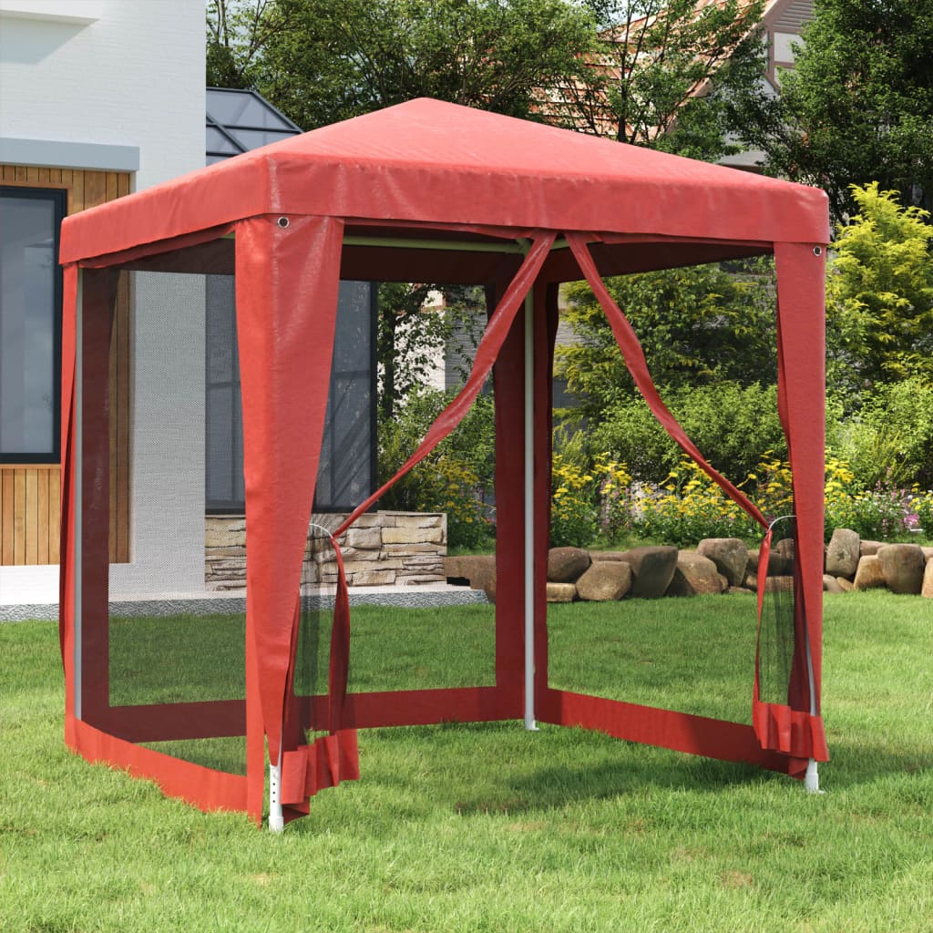 Tente de fête Vidaxl avec 4 murs latéraux en maille 2x2 m rouge HDPE