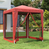 Tente de fête Vidaxl avec 4 murs latéraux en maille 2x2 m rouge HDPE