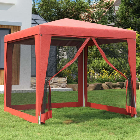 Tente de fête VidaXL avec 4 parois latérales en maille 2,5x2,5 m HDPE rouge