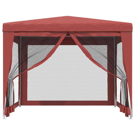 Tente de fête Vidaxl avec 4 murs latéraux en mailles 3x3 m en rouge HDPE