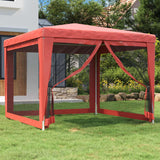 Tente de fête Vidaxl avec 4 murs latéraux en mailles 3x3 m en rouge HDPE