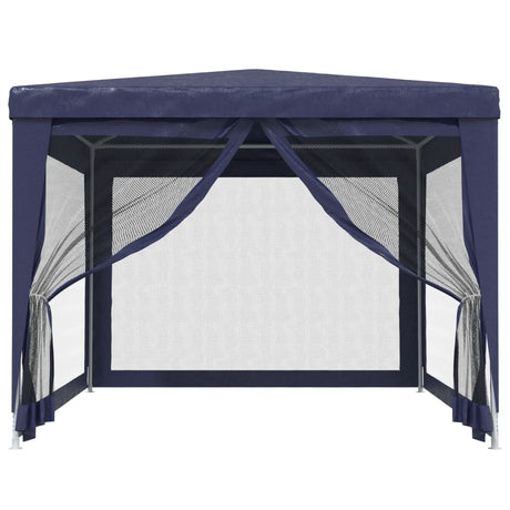 Tente de fête Vidaxl avec 4 murs latéraux en mailles 3x4 m en bleu HDPE