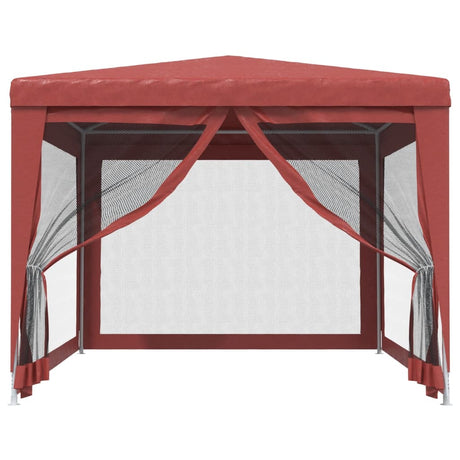 Tente de fête Vidaxl avec 4 murs latéraux en mailles 3x4 m en rouge HDPE