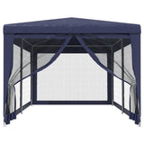 Tente de fête Vidaxl avec 6 murs latéraux en mailles 3x6 m en bleu HDPE