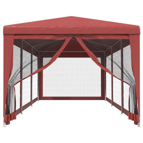 Tente de fête Vidaxl avec 8 murs latéraux en mailles 3x9 m HDPE rouge