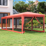 Tenda per feste Vidaxl con 8 pareti laterali a rete 3x9 m hdpe rosse