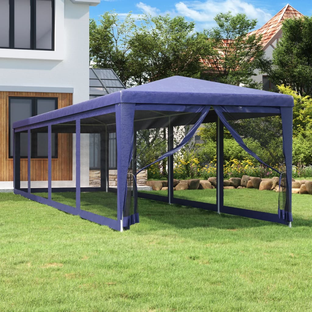 Vidaxl partytent met 10 mesh zijwanden 3x12 m hdpe blauw