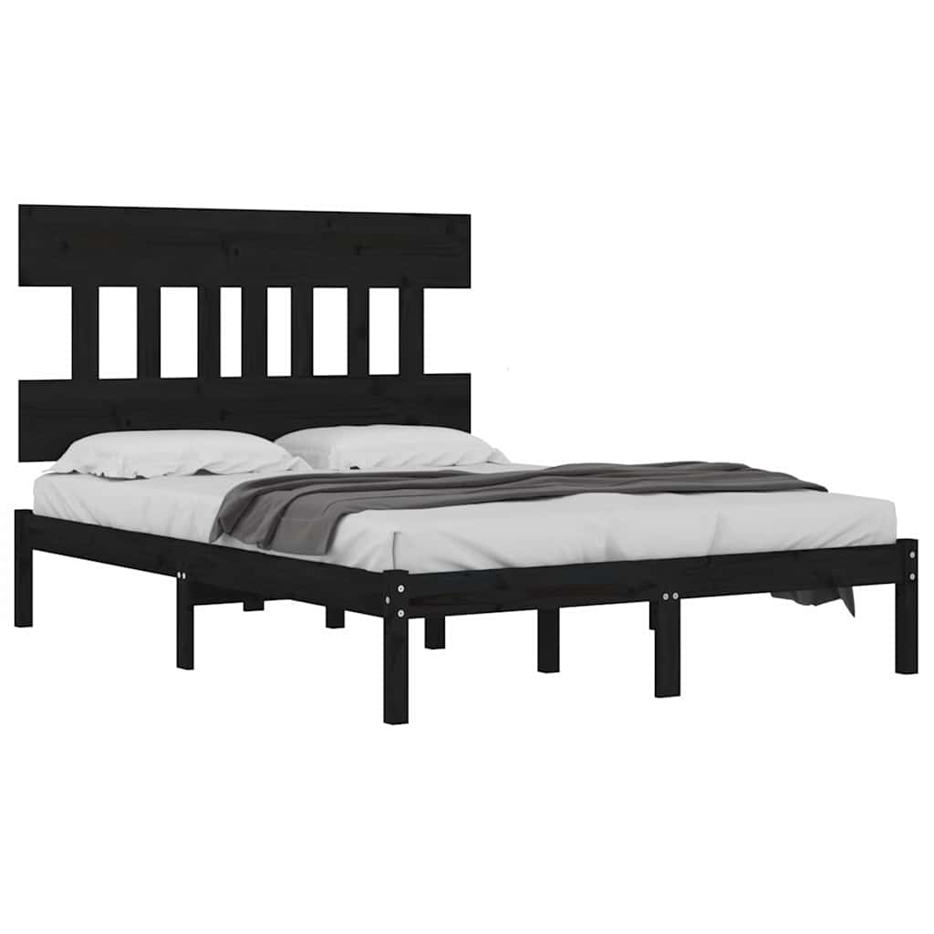 Vidaxl bedframe massief hout zwart 140x190 cm