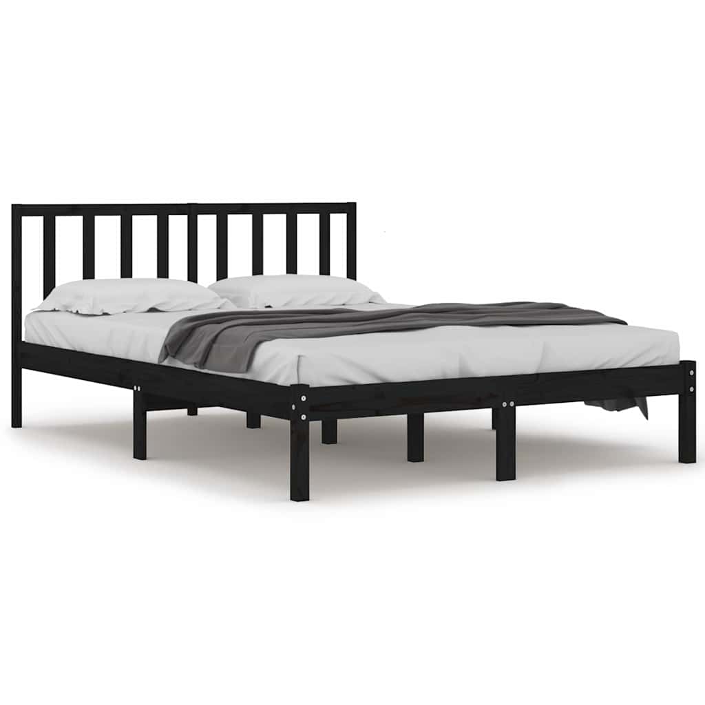 Vidaxl bedframe massief grenenhout zwart 200x200 cm