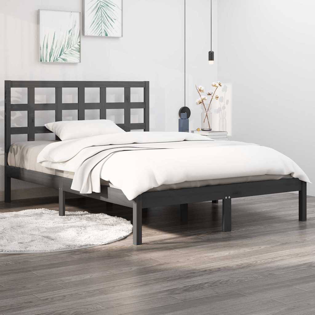 Vidaxl bedframe massief hout grijs 200x200 cm