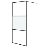 Vidaxl Walk-in Shower Wall 90x195 cm Half-Mat ESG Glass Black