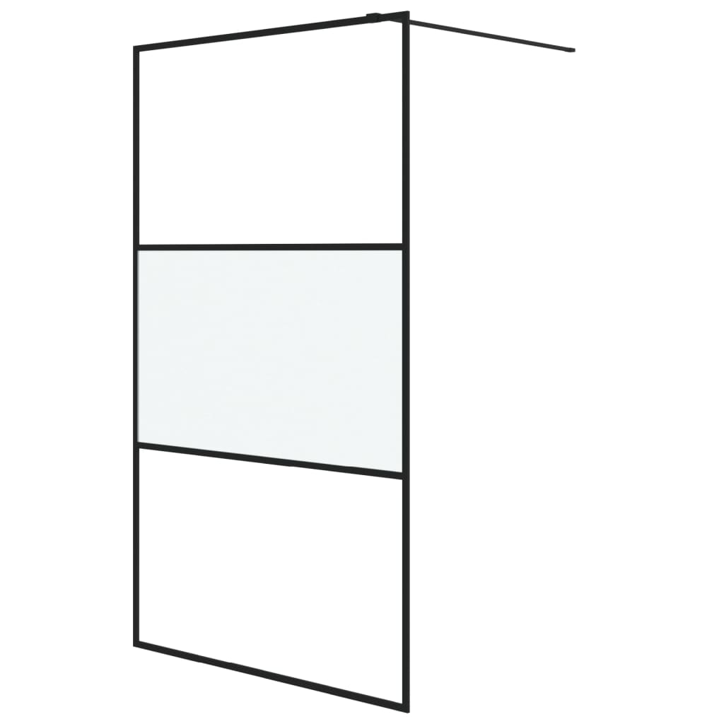 Vidaxl Walk-In Shower Wall 115x195 cm Halfmat ESG-Glas nero