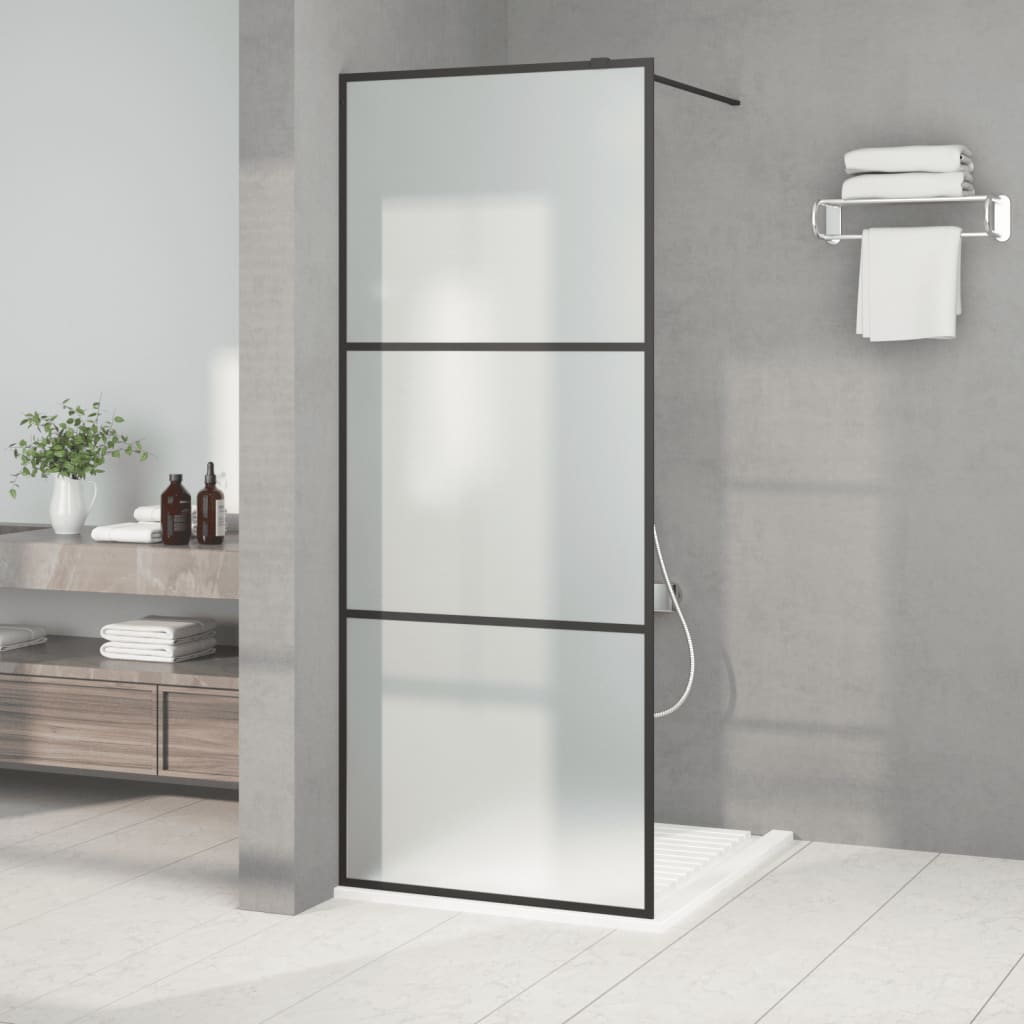 Vidaxl walk-in brusevæg 80x195 cm Mat esg glas sort