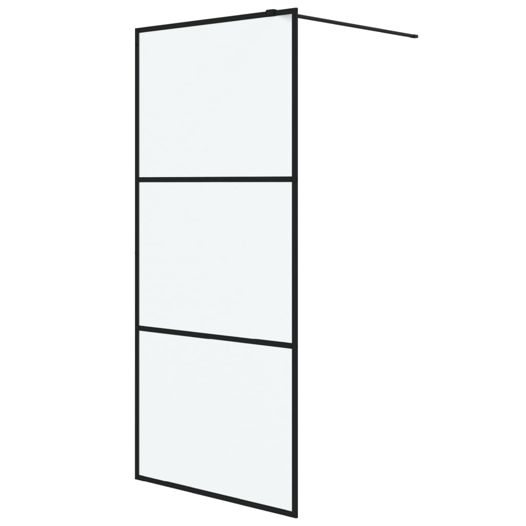 Vidaxl walk-in brusevæg 90x195 cm mat esg glas sort