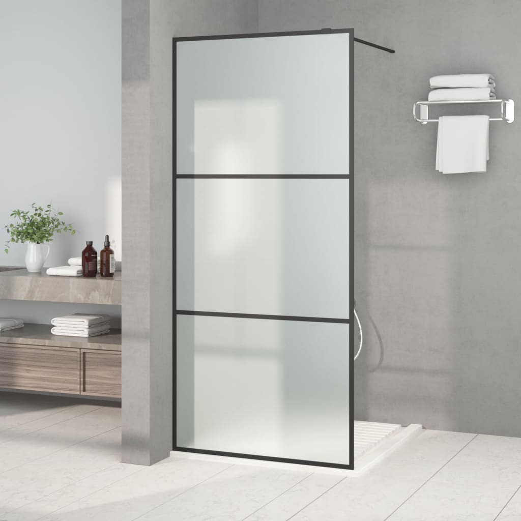 Vidaxl walk-in brusevæg 90x195 cm mat esg glas sort