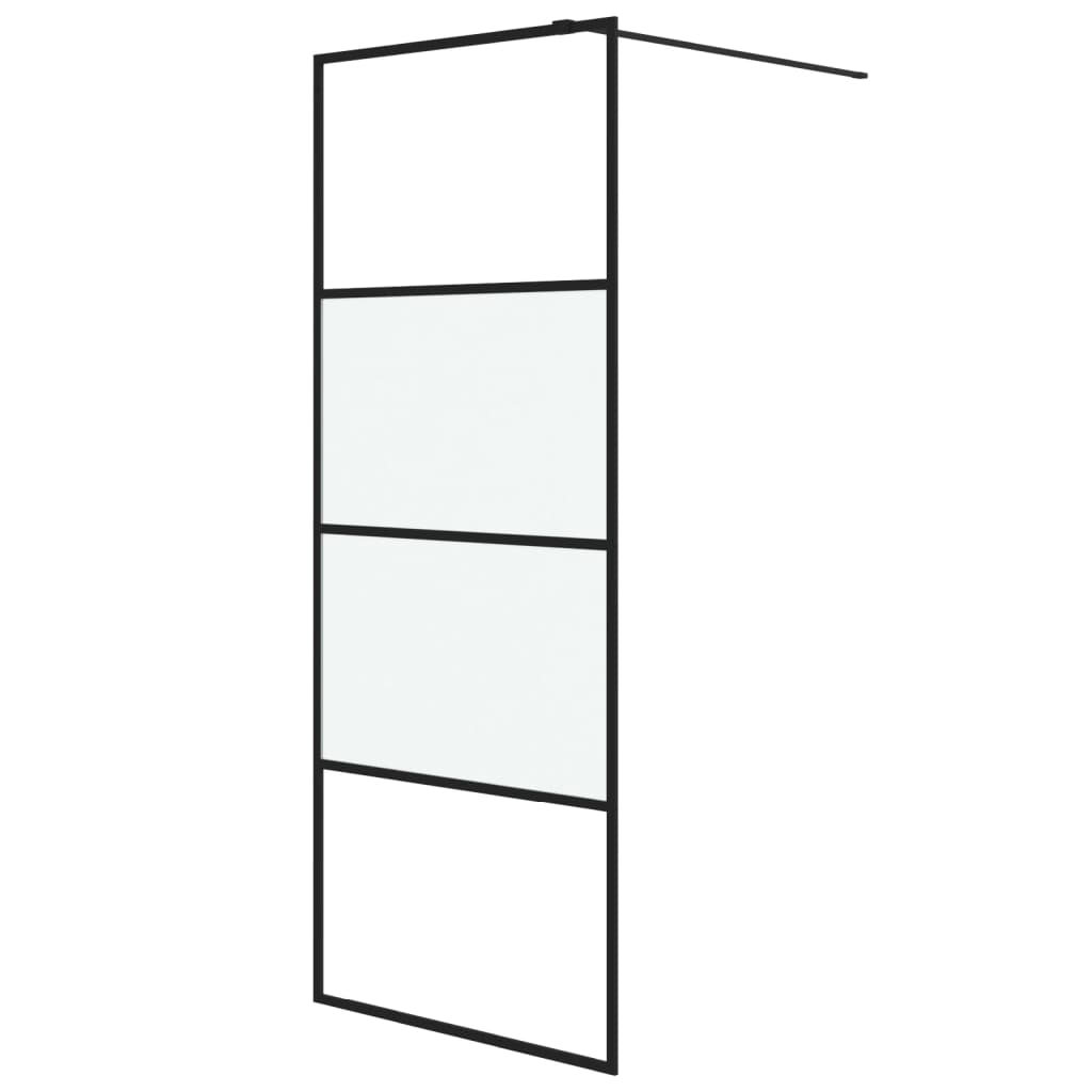 Vidaxl walk-in brusevæg 80x195 cm halvmat esg glas sort