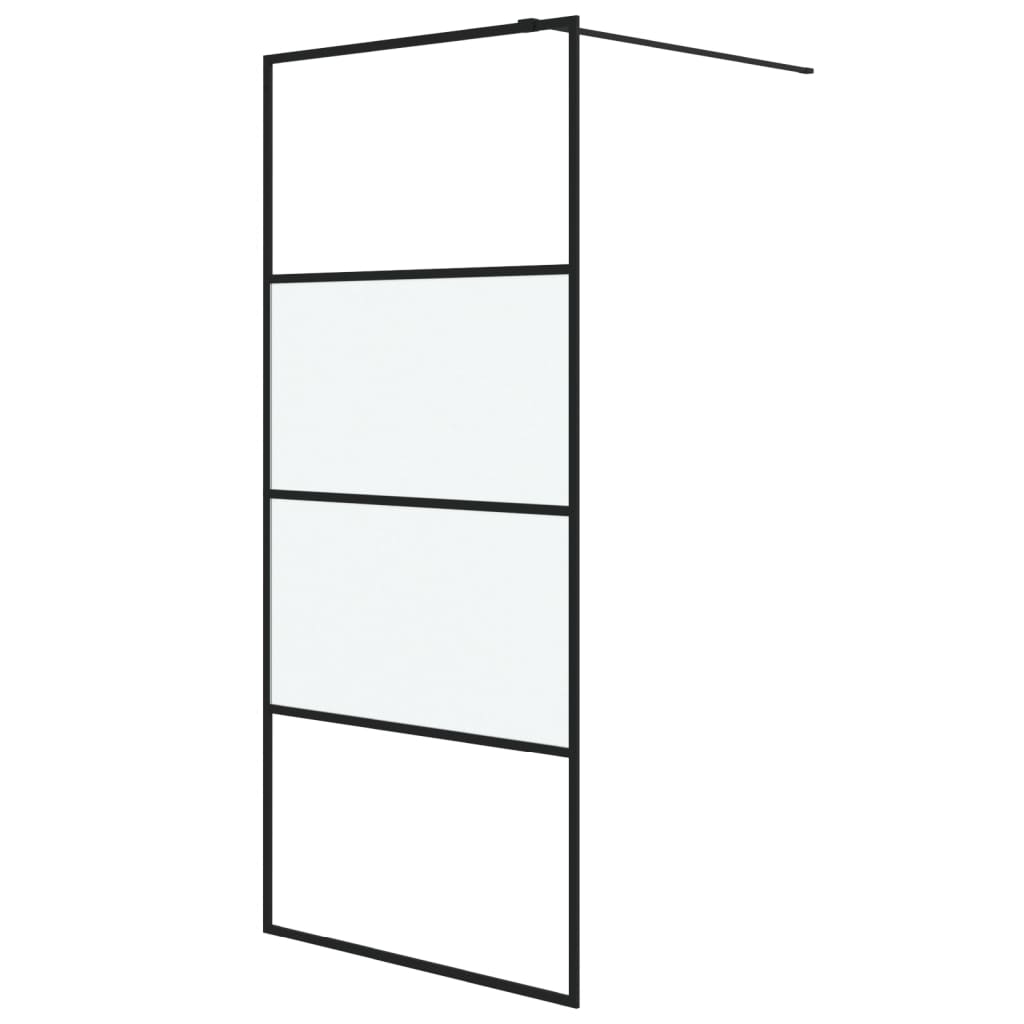 Vidaxl walk-in brusevæg 90x195 cm halvmat esg glas sort