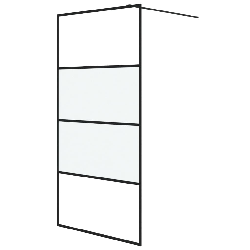 Vidaxl walk-in brusevæg 100x195 cm halvmat esg glas sort