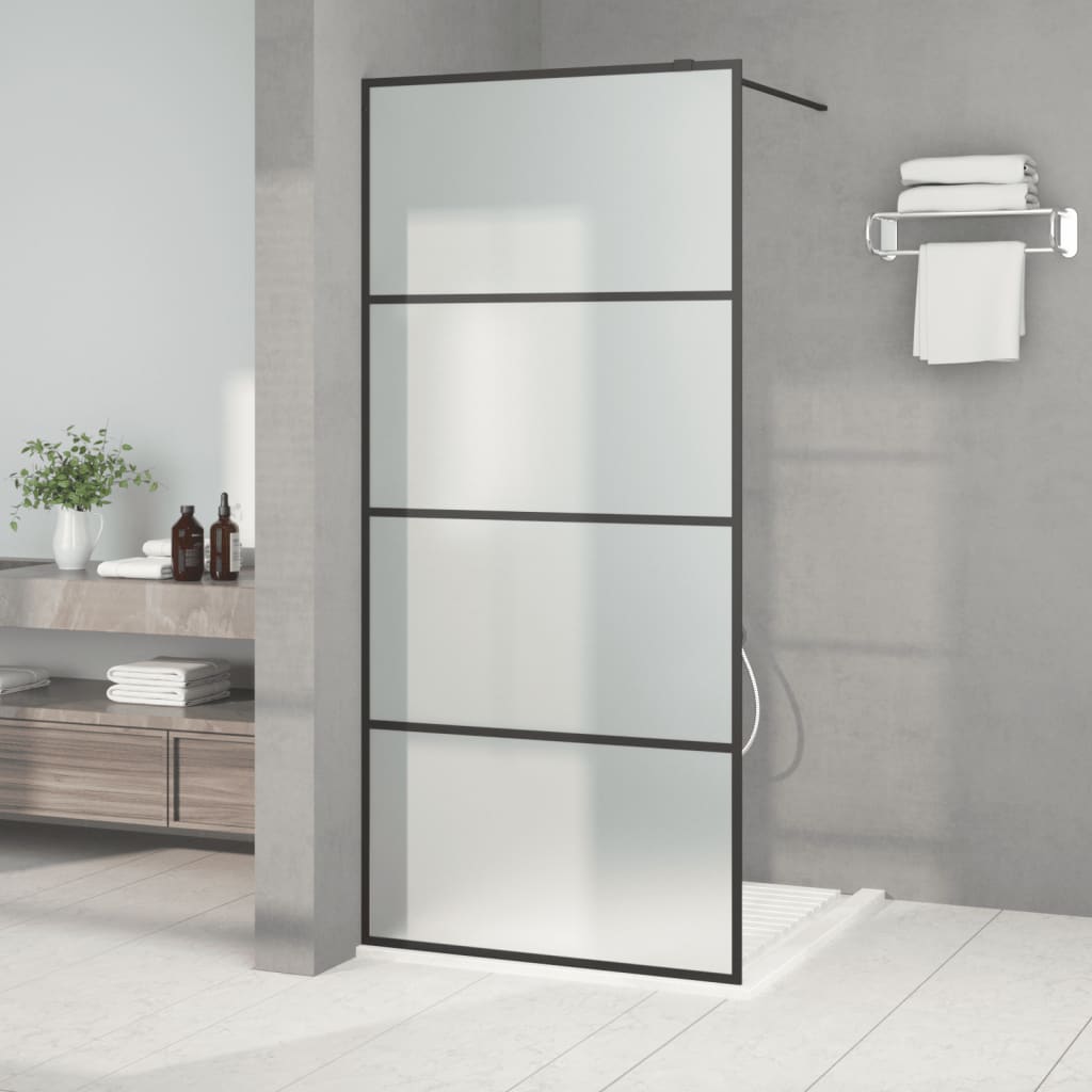 Vidaxl walk-in brusevæg 90x195 cm mat esg glas sort