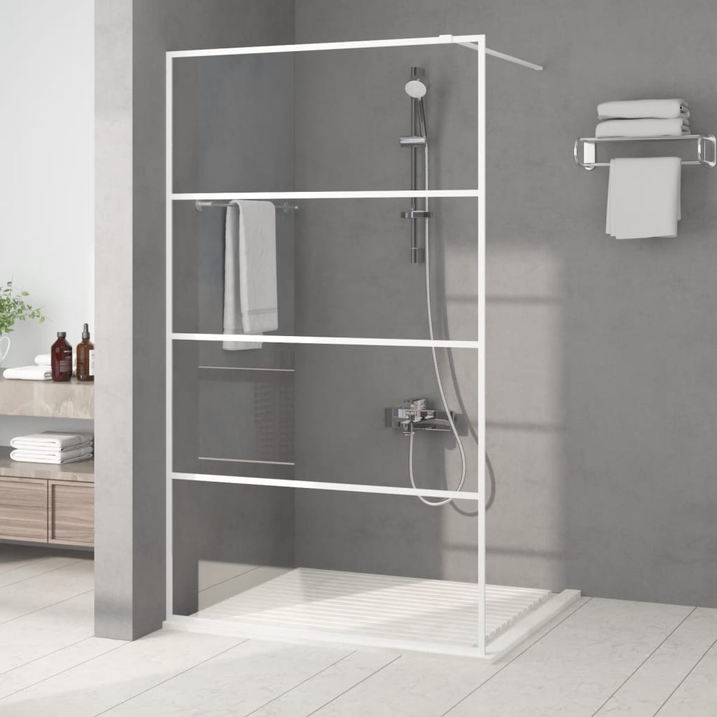 Vidaxl Walk-In Shower Wall 115x195 cm Transparent ESG Glass White