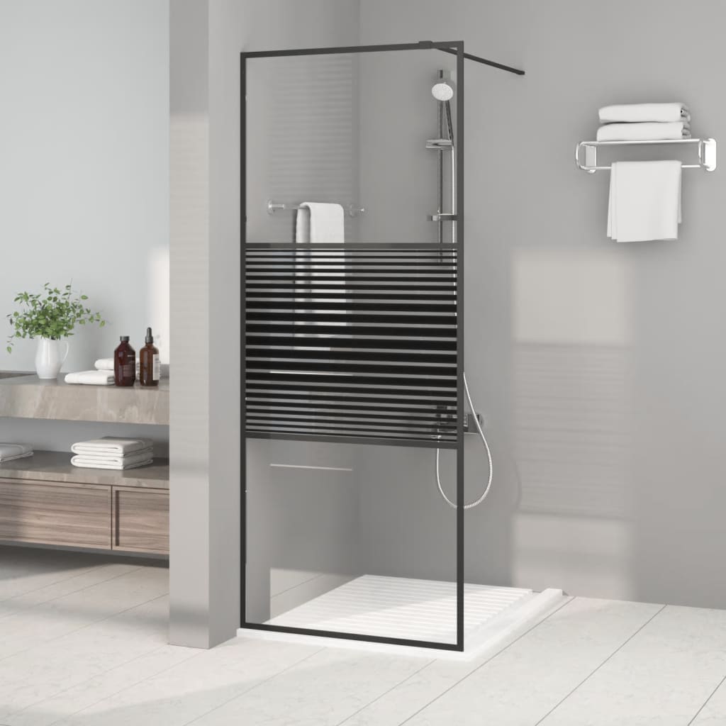 Vidaxl walk-in brusevæg 80x195 cm Gennemsigtig ESG Glass sort