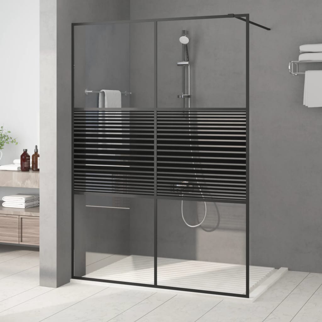 Vidaxl Walk-In Shower Wall 140x195 cm ESG Glass Nero