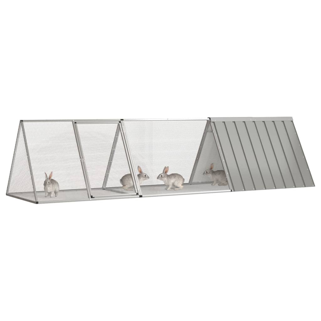 Vidaxl konijnenkooi grijs 302,5x80,5x71 cm gegalvaniseerd staal