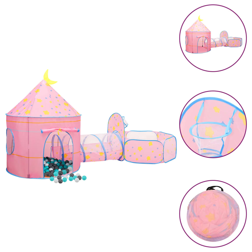 Tenda da gioco per bambini Vidaxl con 250 palline 301x120x128 cm rosa