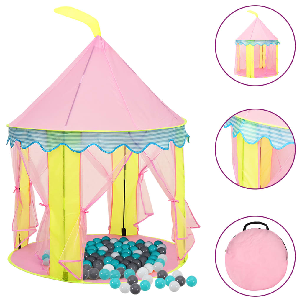 Tenda da gioco per bambini Vidaxl con 250 palline 100x100x127 cm rosa