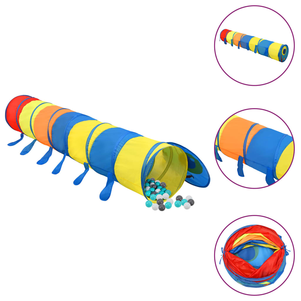 Vidaxl Børns legetunnel med 250 bolde 245 cm polyester Multi -farvet