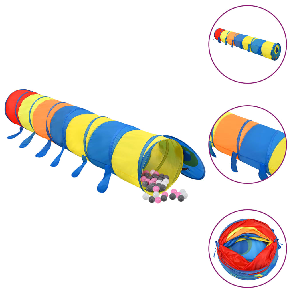 Vidaxl Children's Play Tunnel med 250 baller 245 cm polyester multi -farget