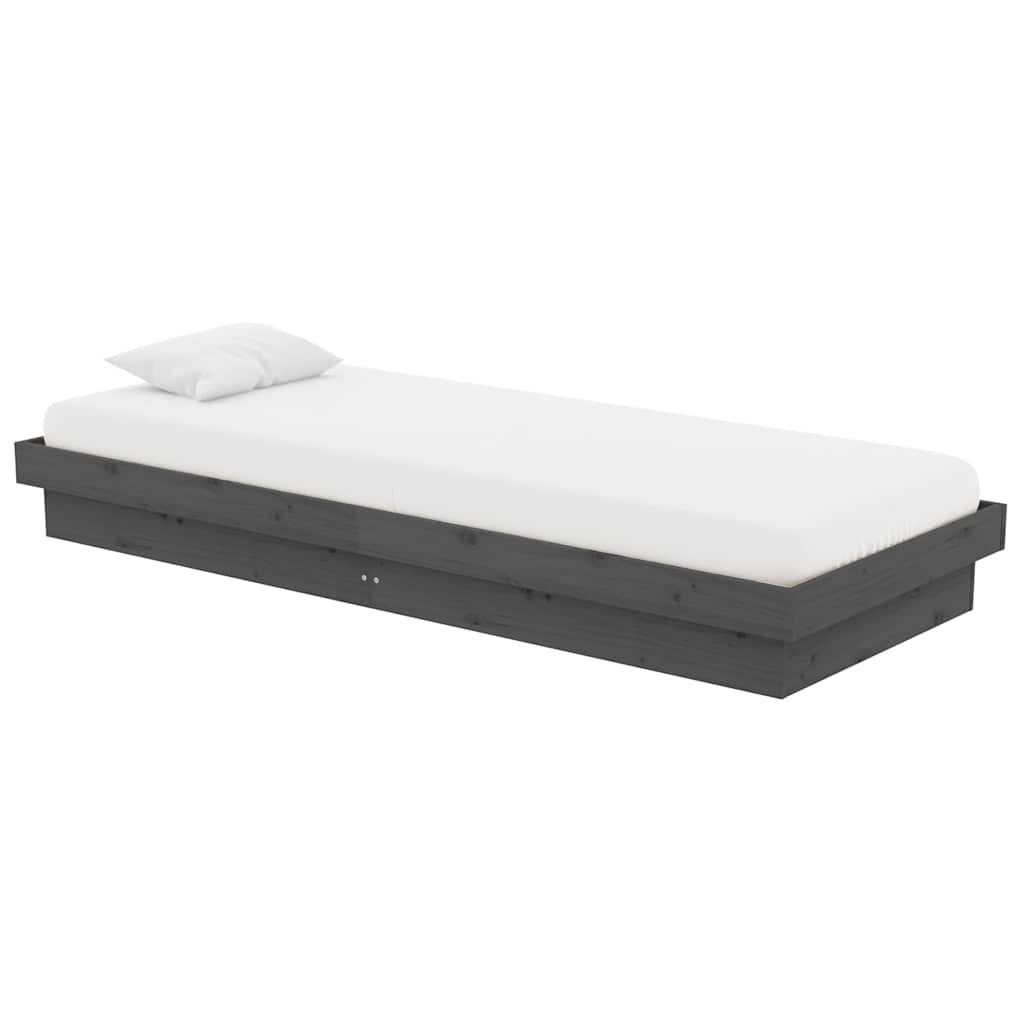 Vidaxl bedframe massief hout grijs 75x190 cm