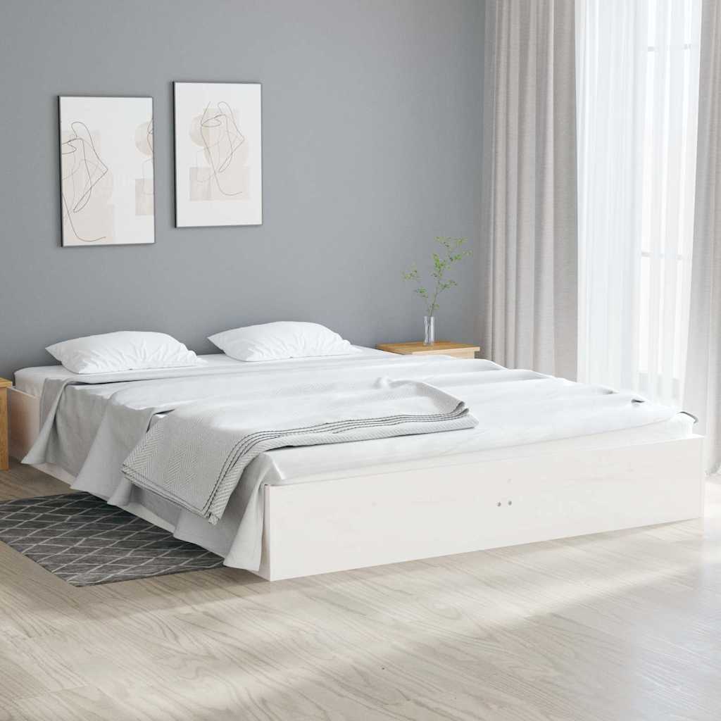 Vidaxl bedframe massief hout wit 140x190 cm